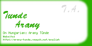 tunde arany business card